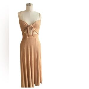 Malibu Bum Tan Tied Keyhole Maxi Dress | Large NWT